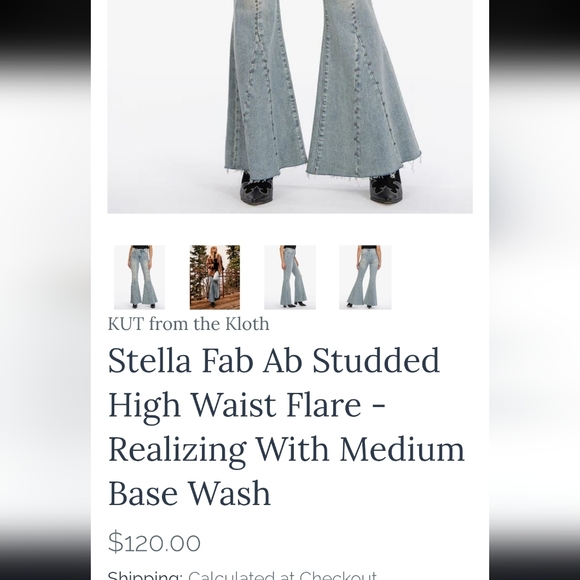 Kut From The Kloth Cloth Stella Fab Stud Flare Denim Jean Tall 33in Women 12 - Picture 3 of 16